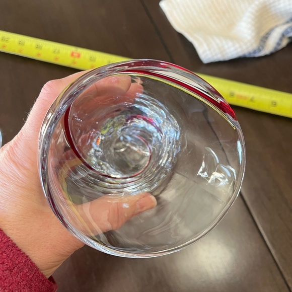 2 Glasses Pier 1 Clear Red Swirling Parfait Milkshake Cocktail Barware Wedding - Picture 14 of 15